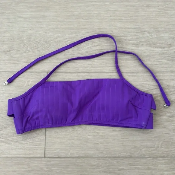 Lululemon bikini ribbed halter criss cross back top, high waisted bottoms purple - Picture 8 of 9